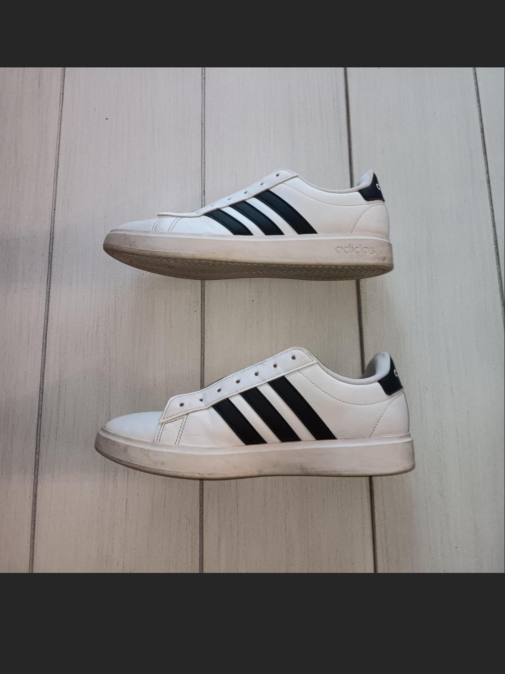 adidas White Sneakers with Black Three Stripes - Women's Low-Top Trainers